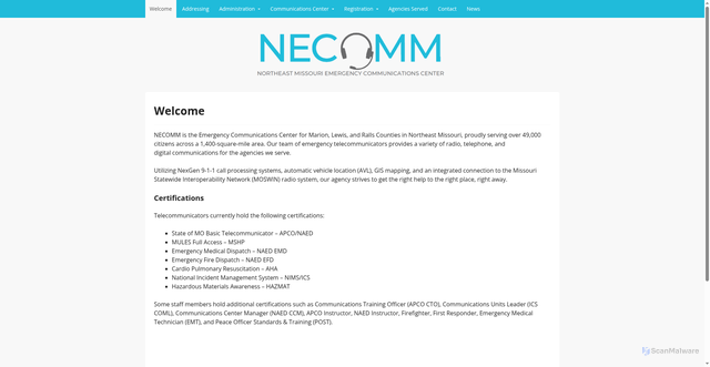 Security scan screenshot of https://nemo911.gov/