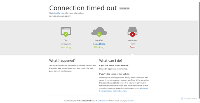 Security scan screenshot of http://rsa-al.gov/