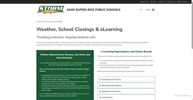 Security scan screenshot of https://www.isd47.org/weather-school-closings