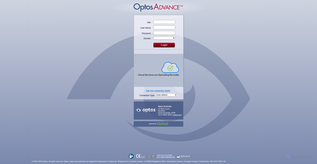Security scan screenshot of https://cloud.optos.com