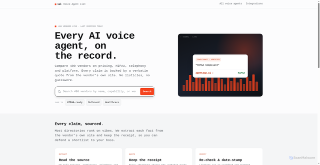 Security scan screenshot of http://voiceagentlist.com/