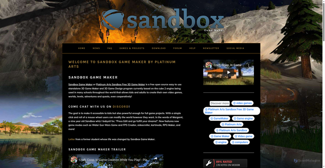 Security scan screenshot of https://sandboxgamemaker.com