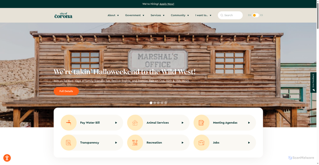 Security scan screenshot of https://www.coronaca.gov/