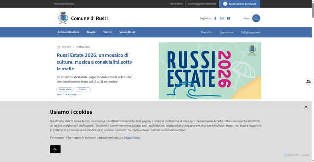 Security scan screenshot of https://www.comune.russi.ra.it