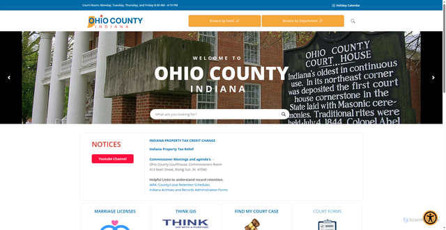Security scan screenshot of https://ohiocountyin.gov/