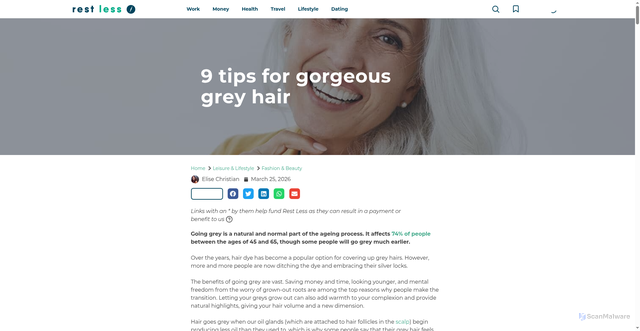 Security scan screenshot of https://restless.co.uk/leisure-and-lifestyle/fashion-and-beauty/tips-for-gorgeous-grey-hair/