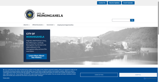Security scan screenshot of https://www.cityofmonongahela-pa.gov/