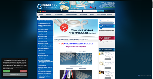 Security scan screenshot of https://szilikontermekek.hu