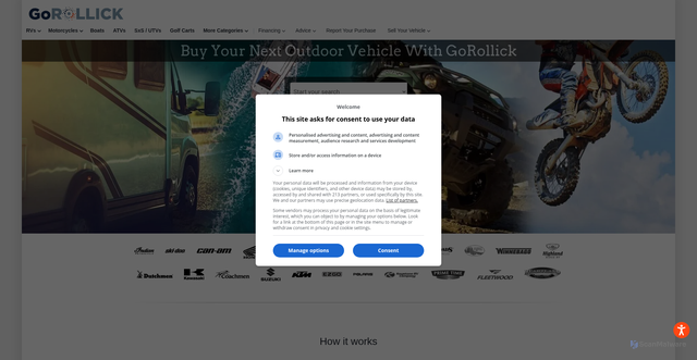 Security scan screenshot of https://gorollick.com