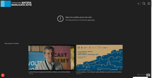 Security scan screenshot of https://www.matera-basilicata2019.it/