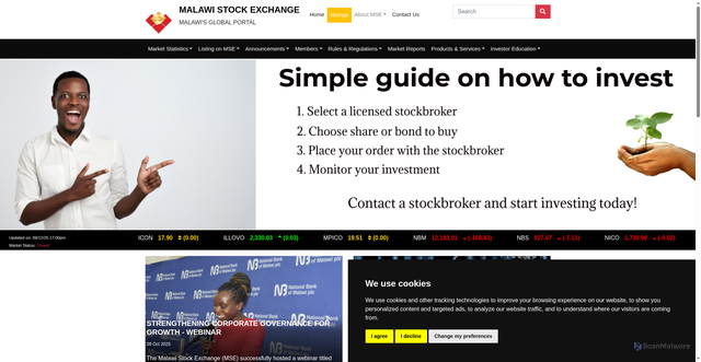 Security scan screenshot of https://www.mse.co.mw/