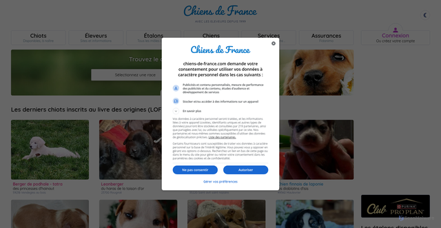 Security scan screenshot of https://chiens-de-france.com