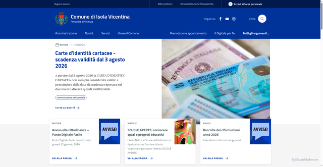 Security scan screenshot of https://www.comune.isola-vicentina.vi.it/