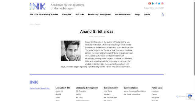 Security scan screenshot of https://inktalks.com/people/anand-giridhardas/