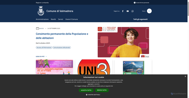 Security scan screenshot of https://www.comune.valmadrera.lc.it/it