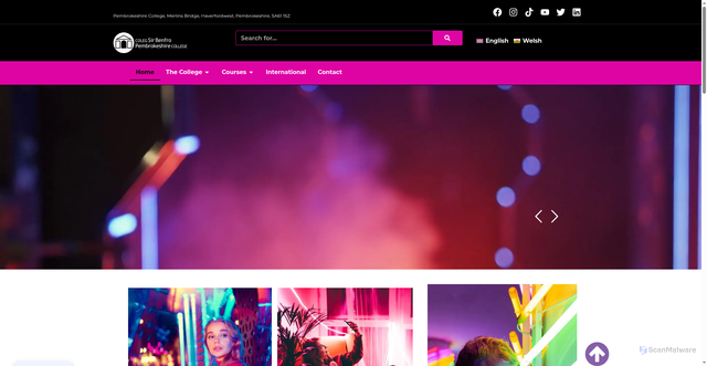 Security scan screenshot of https://www.pembrokeshire.ac.uk/