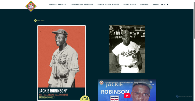Security scan screenshot of https://barrierbreakers.nlbm.com/player/jackie-robinson/