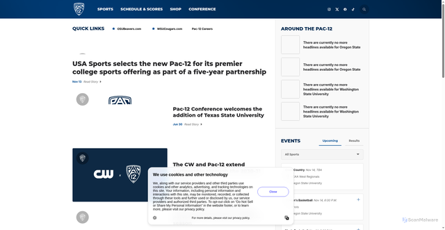 Security scan screenshot of https://pac-12.com/