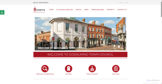Security scan screenshot of https://www.godalming-tc.gov.uk/