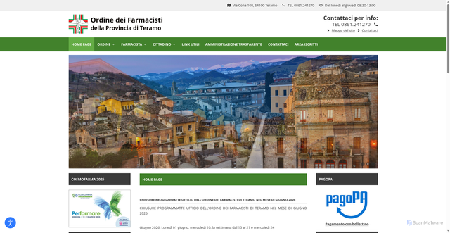 Security scan screenshot of https://www.ordinefarmate.it