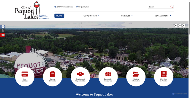 Security scan screenshot of https://www.pequotlakes-mn.gov/