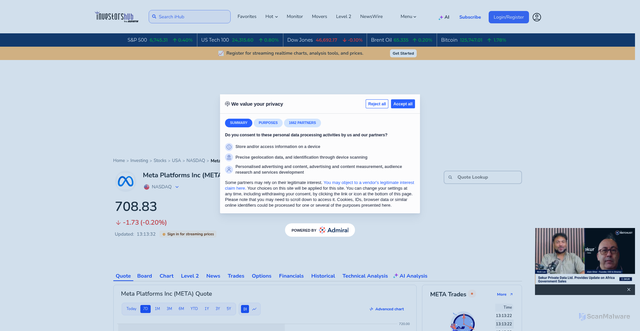 Security scan screenshot of https://ih.advfn.com/stock-market/NASDAQ/meta-platforms-META/stock-price