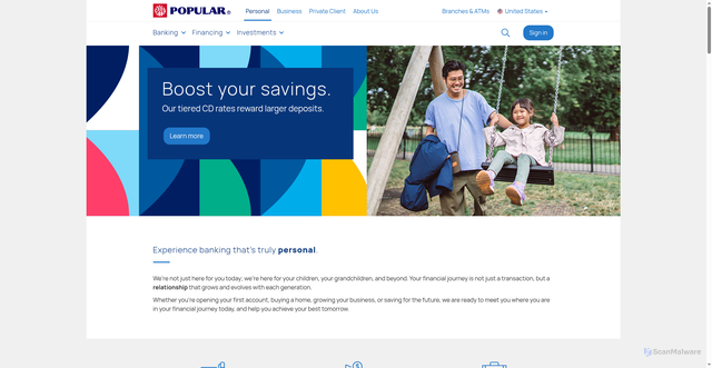 Security scan screenshot of https://www.popularbank.com/