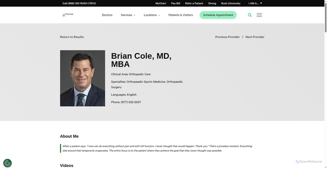 Security scan screenshot of https://doctors.rush.edu/details/1079