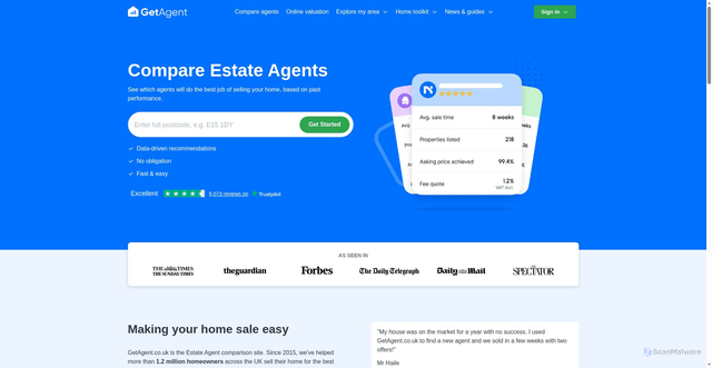 Security scan screenshot of https://getagent.co.uk