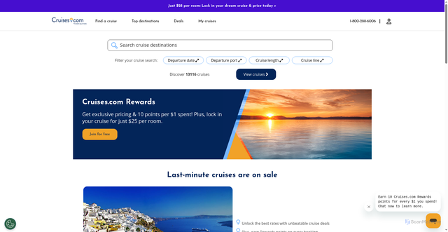 Security scan screenshot of https://www.cruises.com