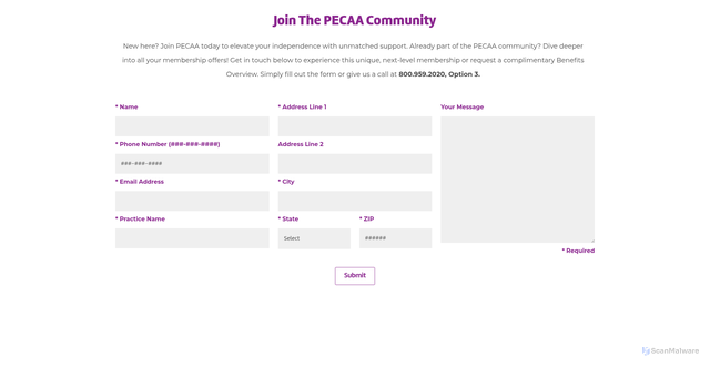 Security scan screenshot of https://pecaabg.pecaa.com
