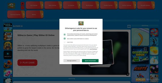 Security scan screenshot of https://slitheriogame.io
