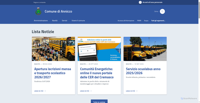 Security scan screenshot of https://www.comune.annicco.cr.it