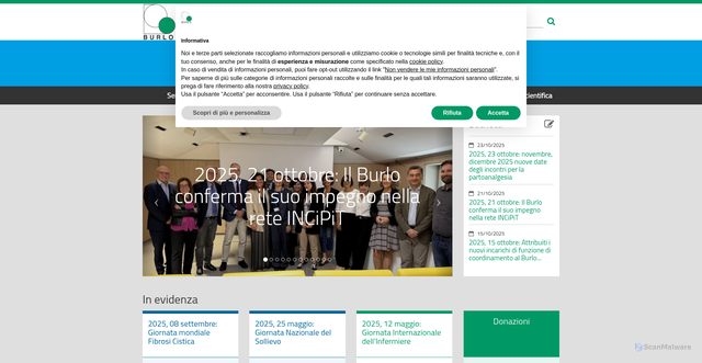 Security scan screenshot of https://www.burlo.trieste.it/