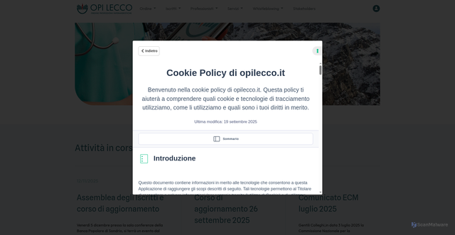 Security scan screenshot of https://www.opilecco.it/