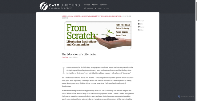 Security scan screenshot of https://www.cato-unbound.org/2009/04/13/peter-thiel/education-libertarian