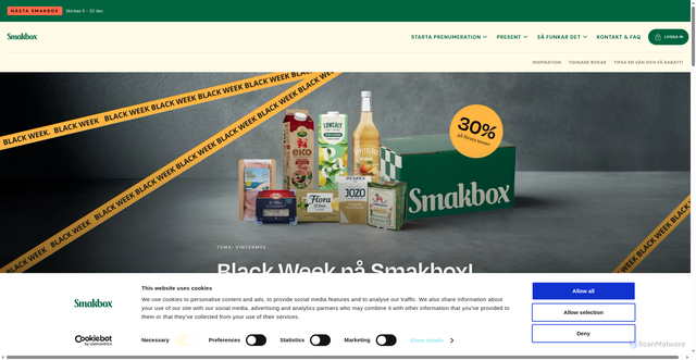 Security scan screenshot of https://www.smakbox.se/
