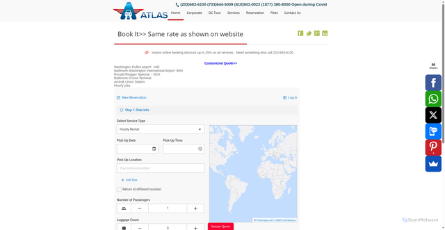 Security scan screenshot of https://atlaslimousine.com
