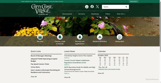 Security scan screenshot of https://chevychasevillagemd.gov/