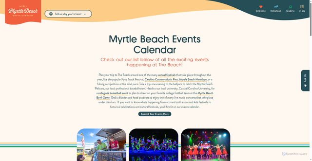 Security scan screenshot of https://www.visitmyrtlebeach.com/events-calendar