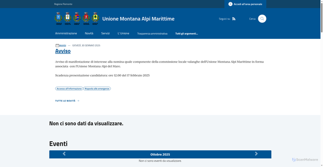 Security scan screenshot of https://www.unionealpimarittime.it/