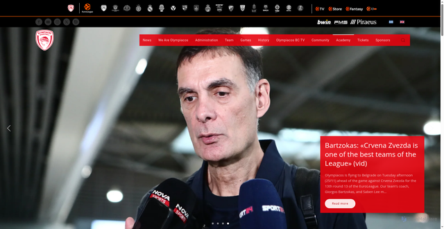 Security scan screenshot of https://www.olympiacosbc.gr/en/