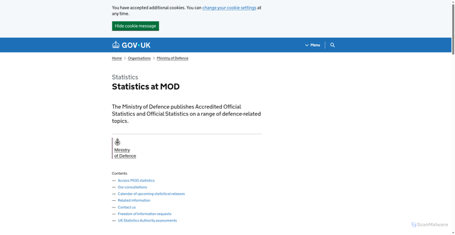 Security scan screenshot of http://www.dasa.mod.uk