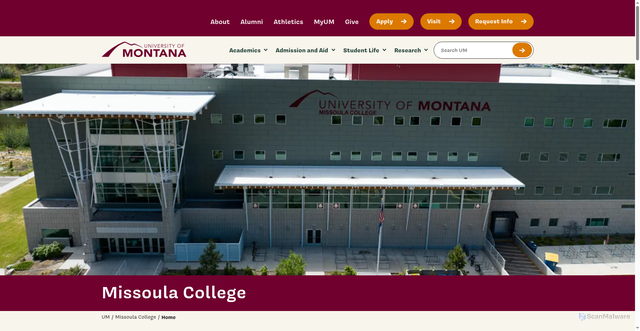 Security scan screenshot of https://www.mc.umt.edu