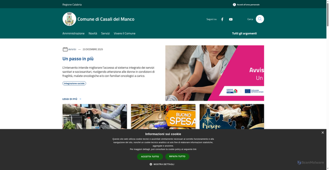 Security scan screenshot of https://www.comune.casalidelmanco.cs.it/it