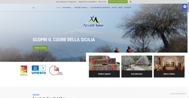 Security scan screenshot of https://www.parcodellemadonie.it/