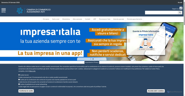 Security scan screenshot of https://www.aa.camcom.it/