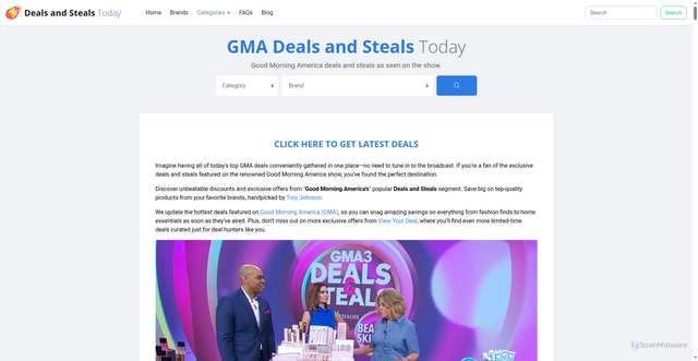 Security scan screenshot of https://www.dealsandstealstoday.com/