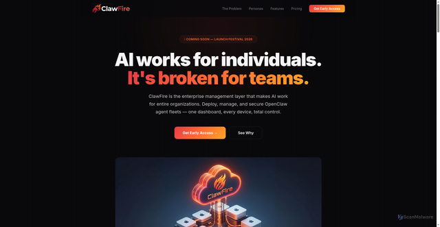 Security scan screenshot of https://clawfire.ai/