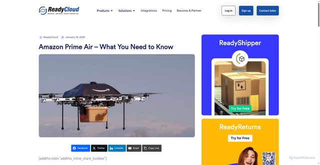 Security scan screenshot of https://www.readycloud.com/info/everything-you-need-to-know-about-amazon-prime-air